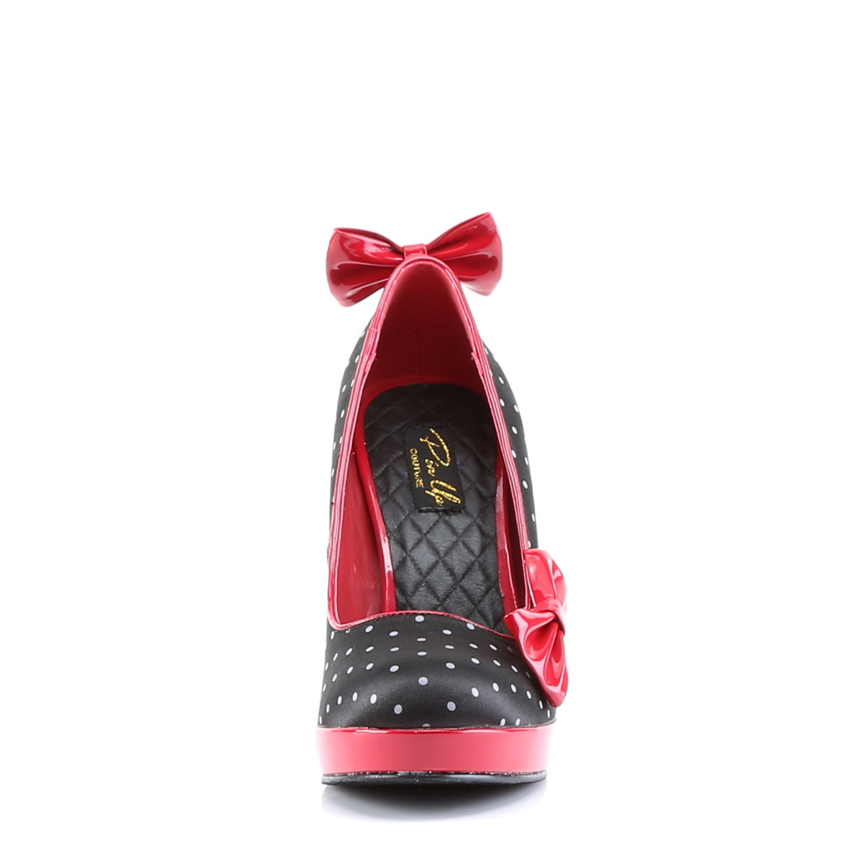 Pin Up Couture Frauenpumpen SECRET-12 blk satin-rot pat (polka dots drucken)