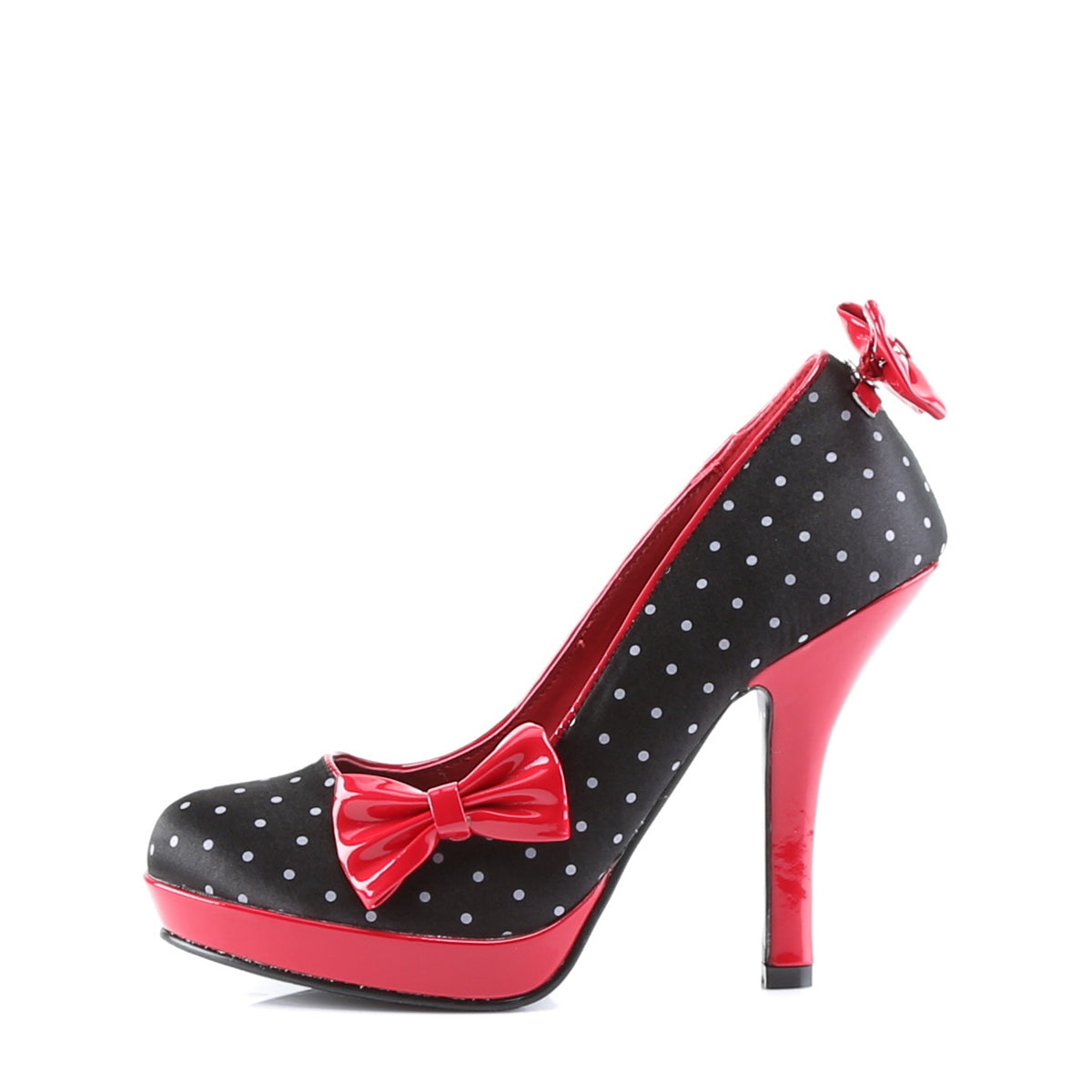 Pin Up Couture Frauenpumpen SECRET-12 blk satin-rot pat (polka dots drucken)