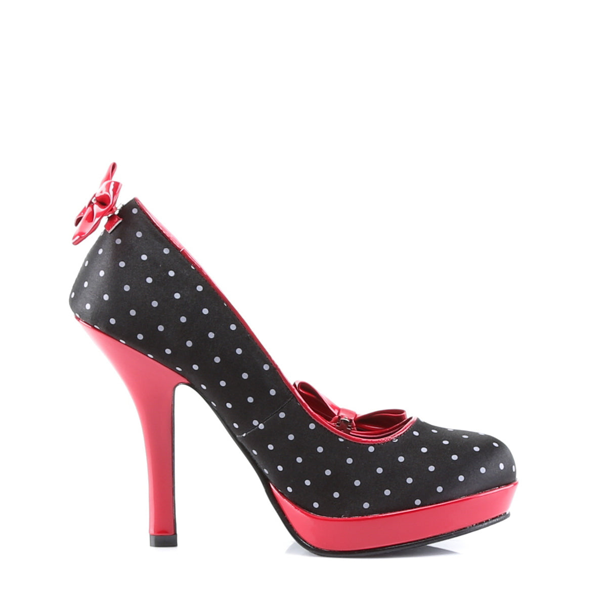 Pin Up Couture Frauenpumpen SECRET-12 blk satin-rot pat (polka dots drucken)