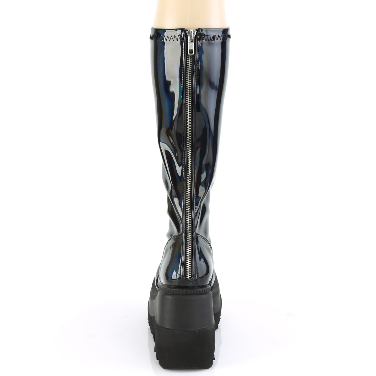 DemoniaCult Frauenstiefel SHAKER-65 Stretch Blk Pat Holo