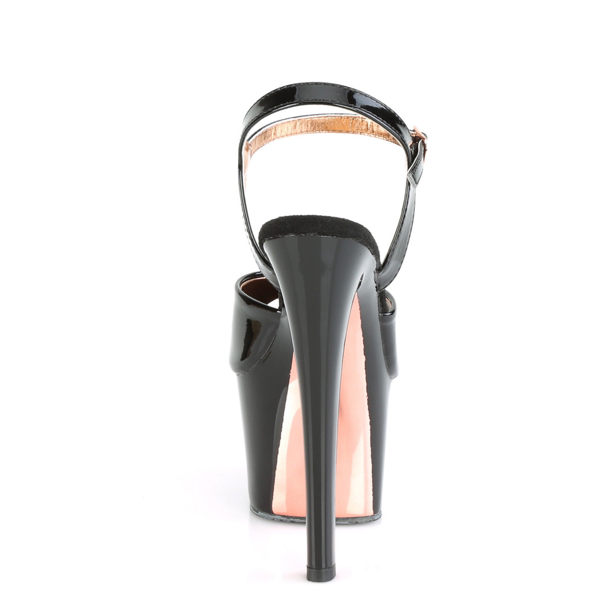 Pleaser Damen Sandalen SKY-309TT BLK Pat / BLK-ROSE GOLD CHROME