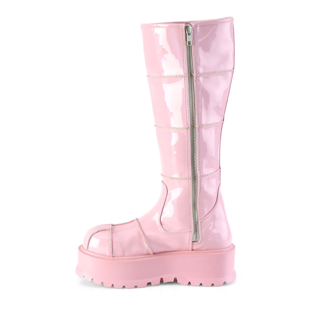 DemoniaCult Frauenstiefel SLACKER-230 B. Pink Hologramm Pat