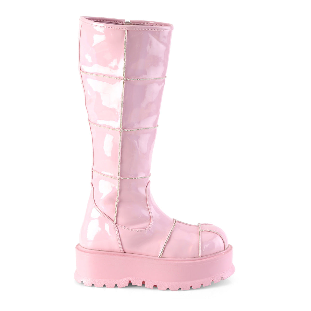 DemoniaCult Frauenstiefel SLACKER-230 B. Pink Hologramm Pat