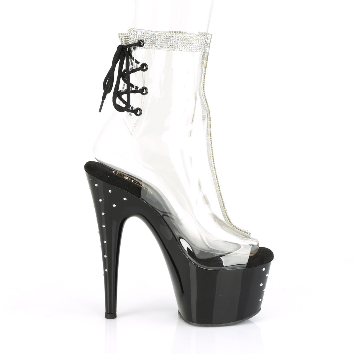 Pleaser Damen Knöchelstiefel STARDUST-1018C-2RS CLR / BLK