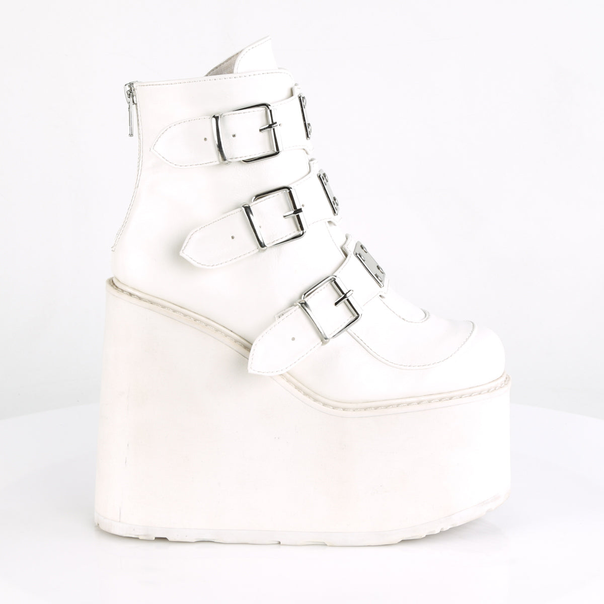 DemoniaCult Womens Ankle Boots SWING-105 White Vegan Leather