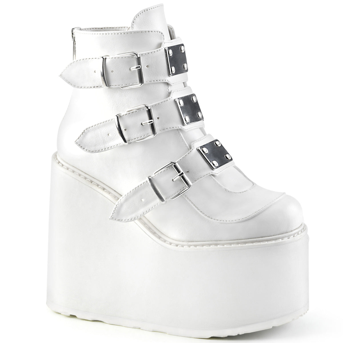 DemoniaCult Womens Ankle Boots SWING-105 White Vegan Leather