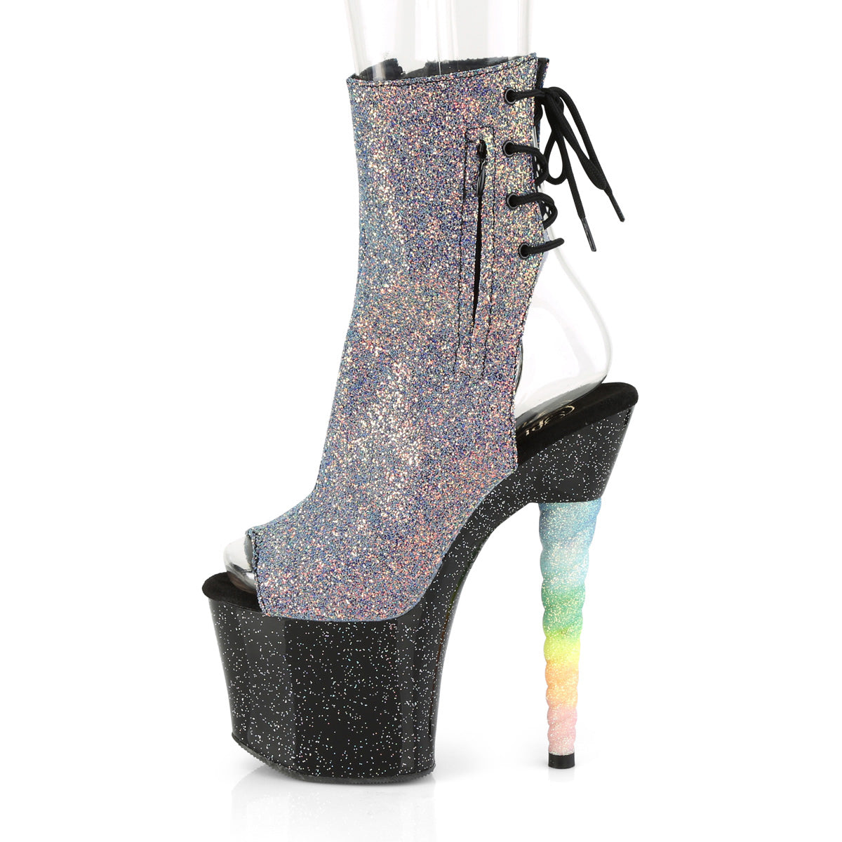 Pleaser Damen Knöchelstiefel unicorn-1018g Purple-Blue Glitter / BLK