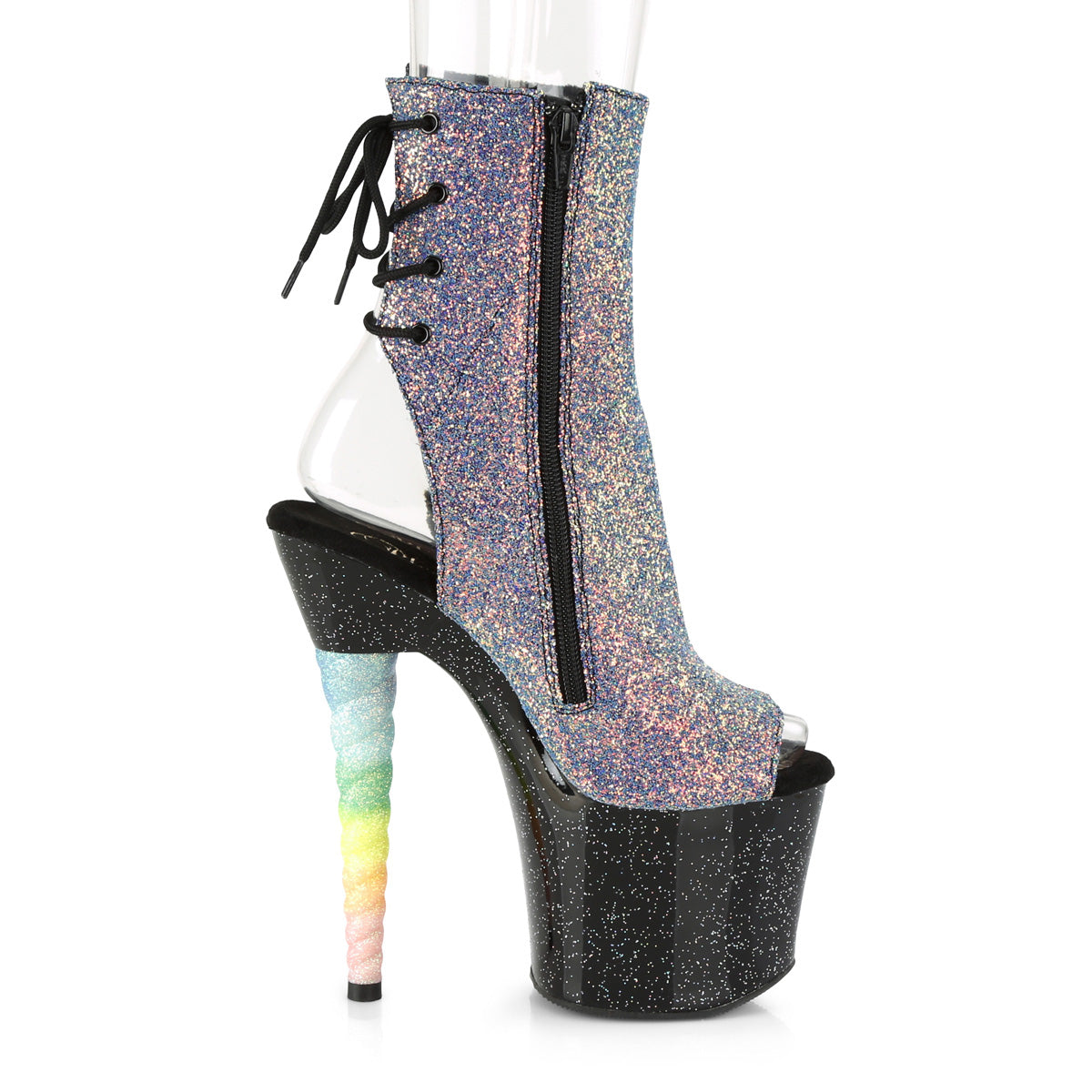 Pleaser Damen Knöchelstiefel unicorn-1018g Purple-Blue Glitter / BLK