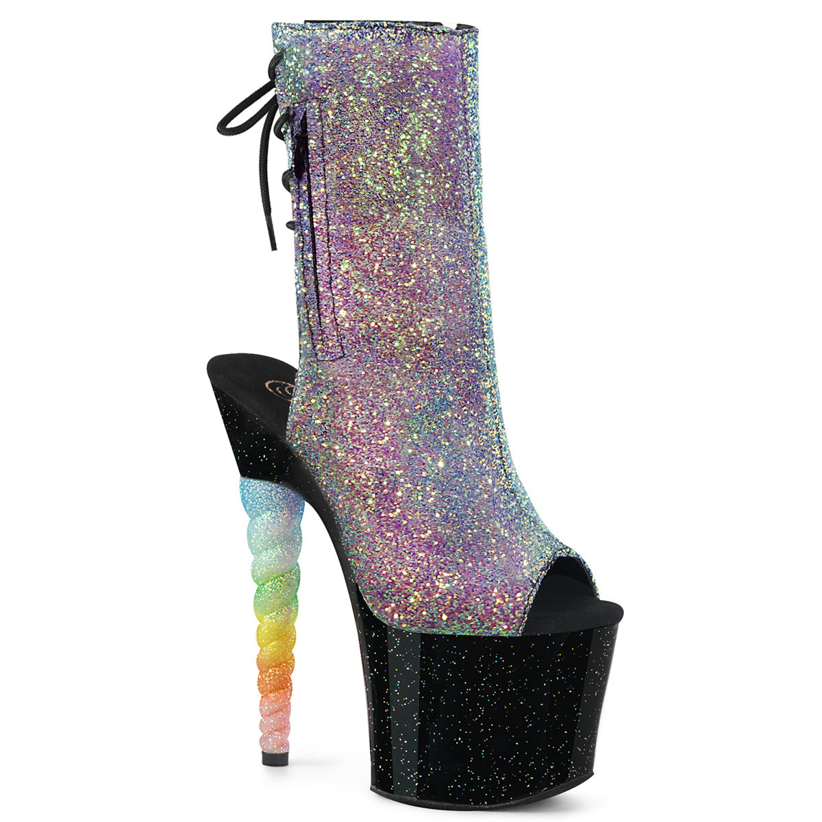 Pleaser Damen Knöchelstiefel unicorn-1018g Purple-Blue Glitter / BLK