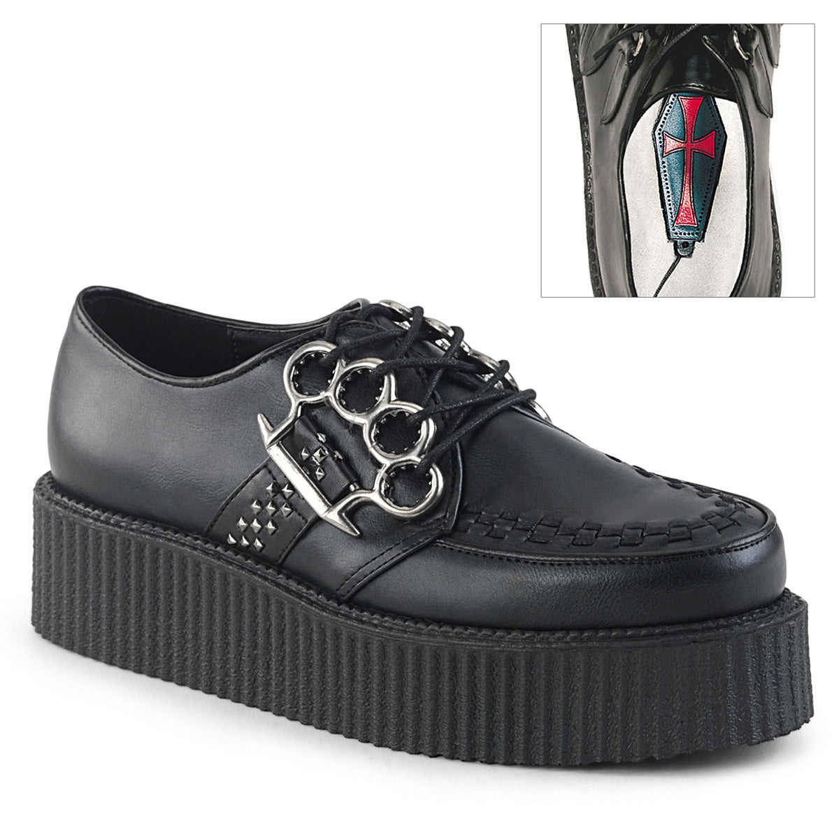 DemoniaCult Mens Low Shoe V-CREEPER-516 Blk Vegan Leather