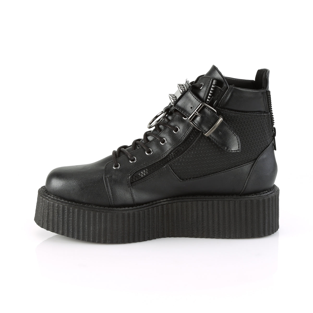 DemoniaCult Herren -Niederschuh V-CREEPER-566 BLK Vegan Leder