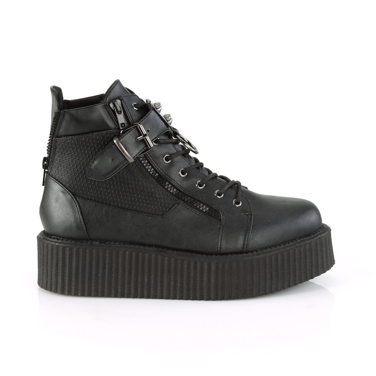 DemoniaCult Herren -Niederschuh V-CREEPER-566 BLK Vegan Leder