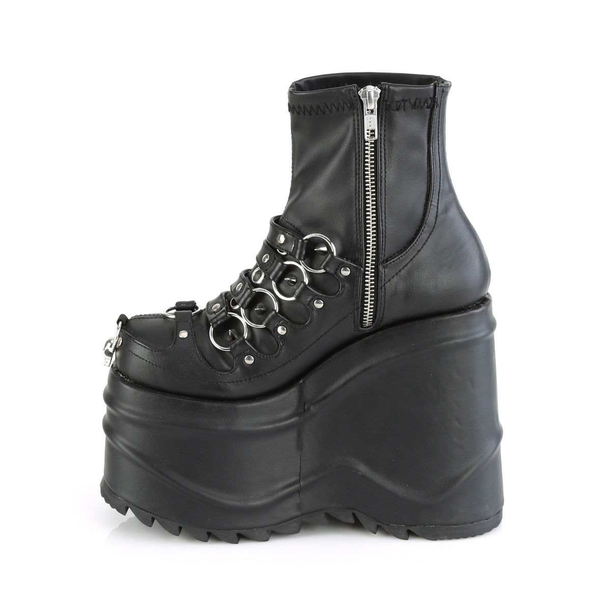 DemoniaCult  Ankle Boots WAVE-110 Blk Stretch Vegan Leather