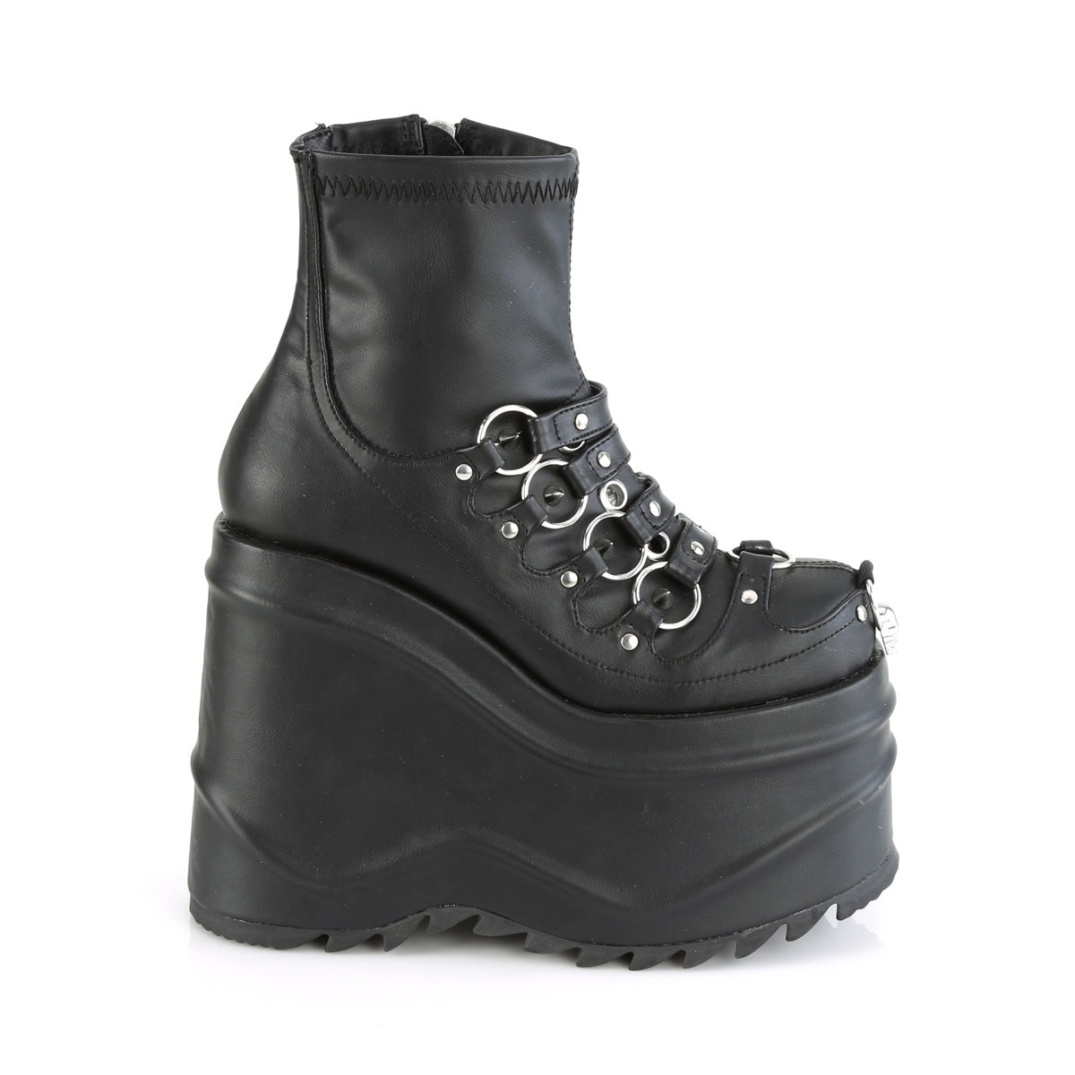 DemoniaCult  Ankle Boots WAVE-110 Blk Stretch Vegan Leather