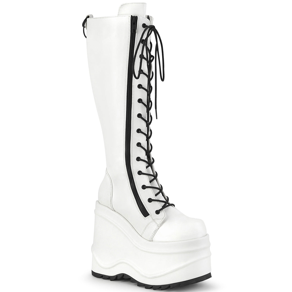 DemoniaCult Womens Boots WAVE-200 Wht Vegan Leather