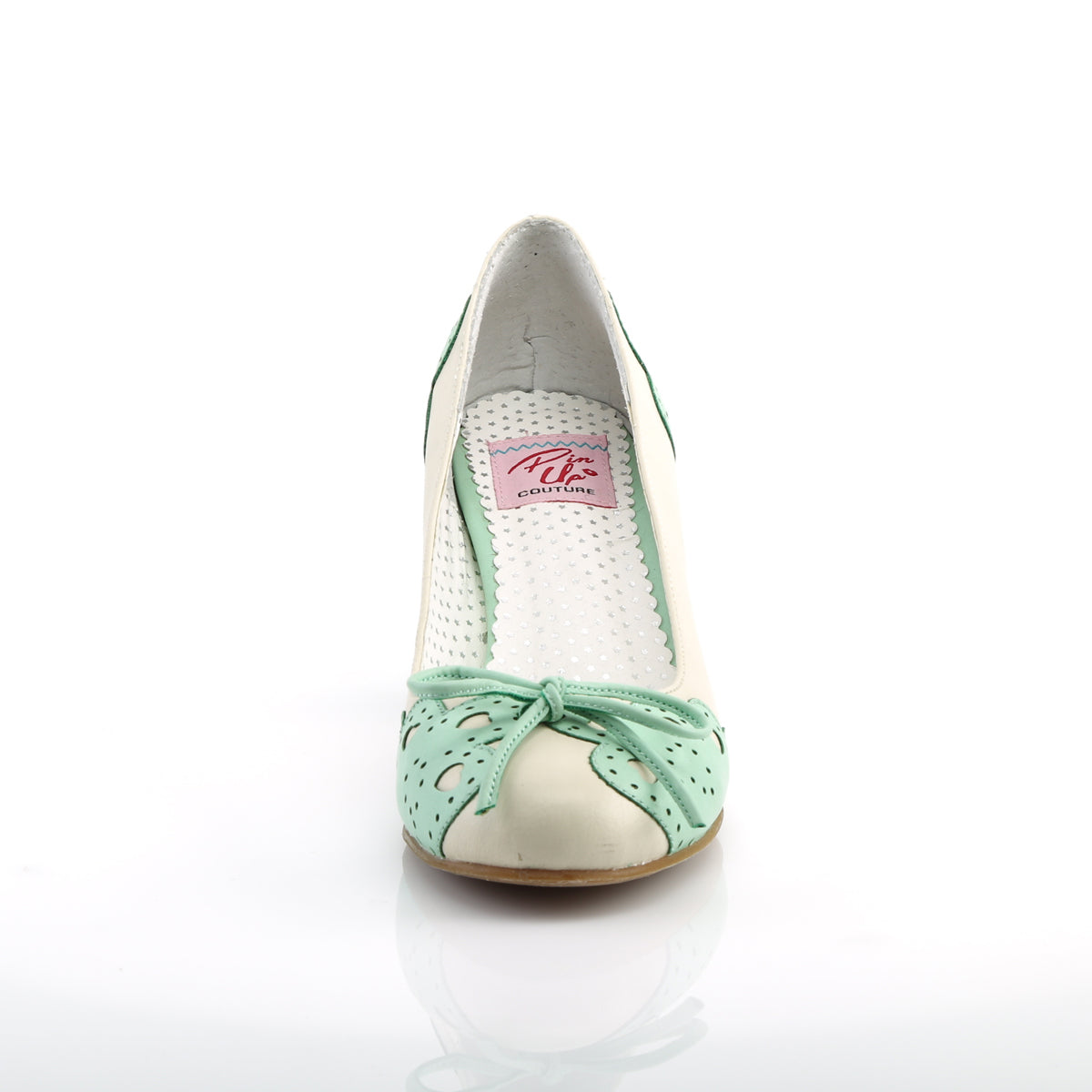 Pin Up Couture Womens Pumps WIGGLE-17 Cream-Mint Faux Leather