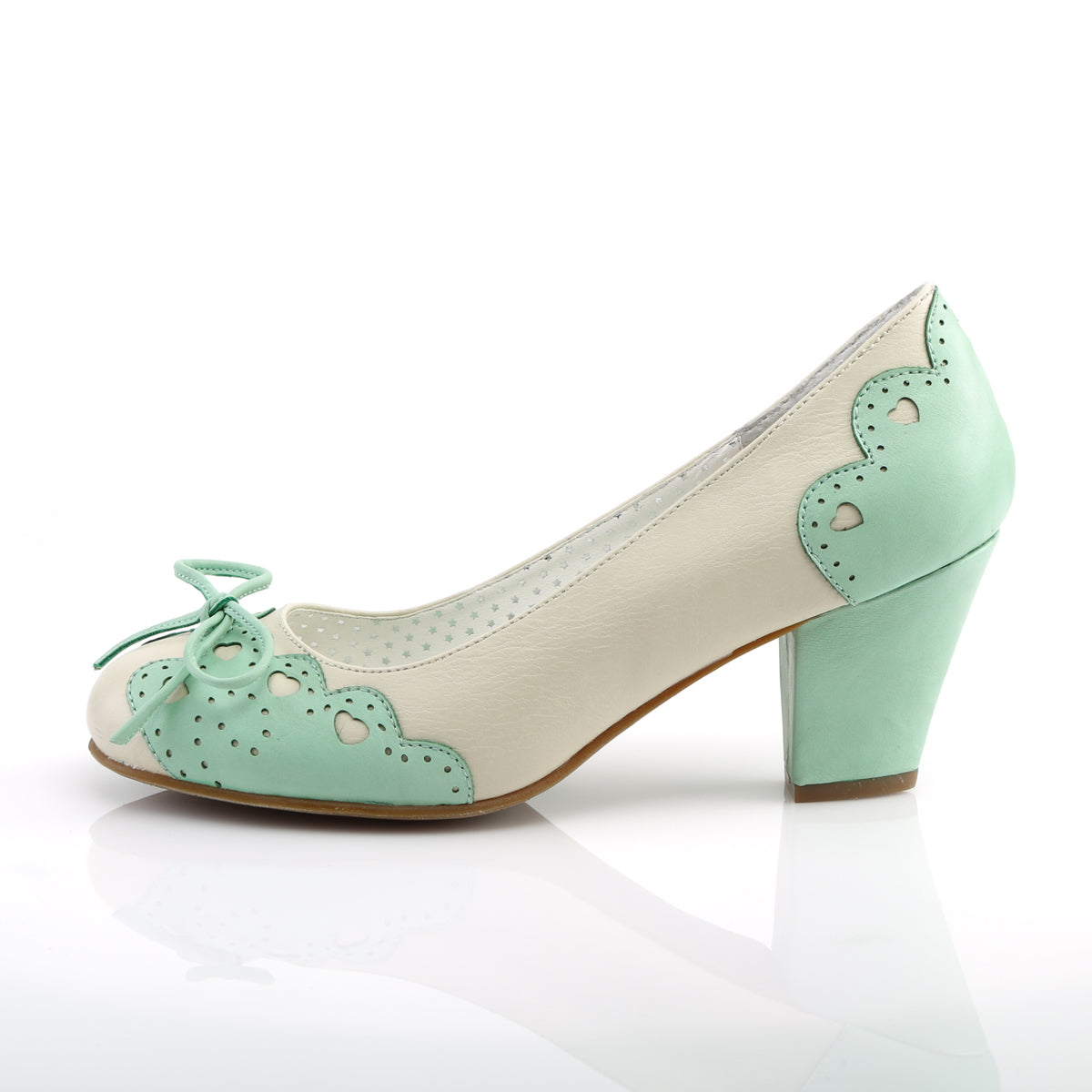 Pin Up Couture Womens Pumps WIGGLE-17 Cream-Mint Faux Leather