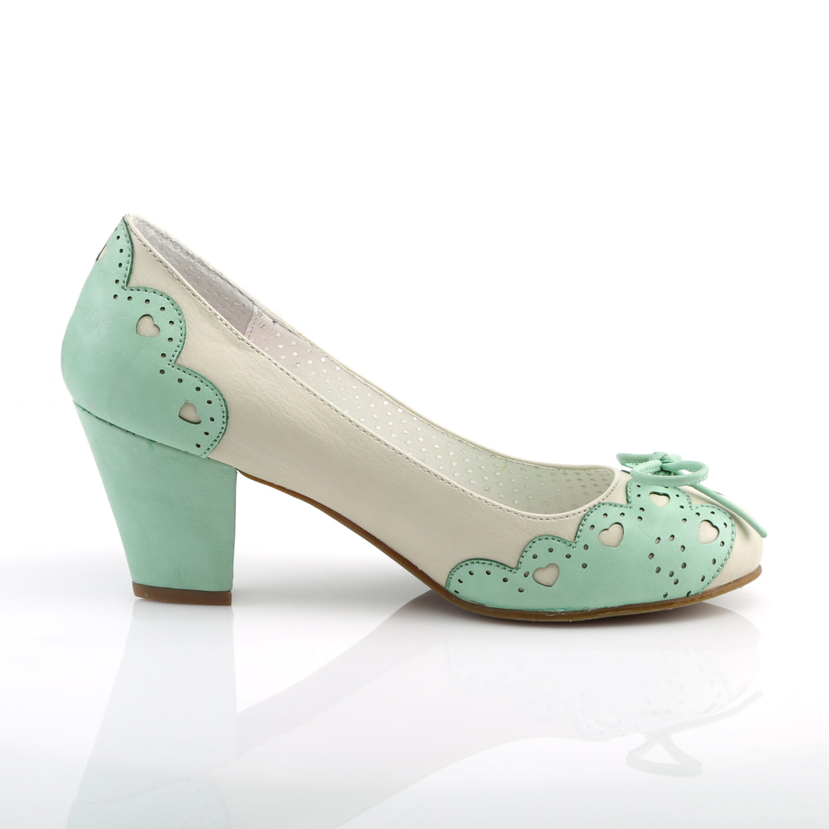 Pin Up Couture Womens Pumps WIGGLE-17 Cream-Mint Faux Leather