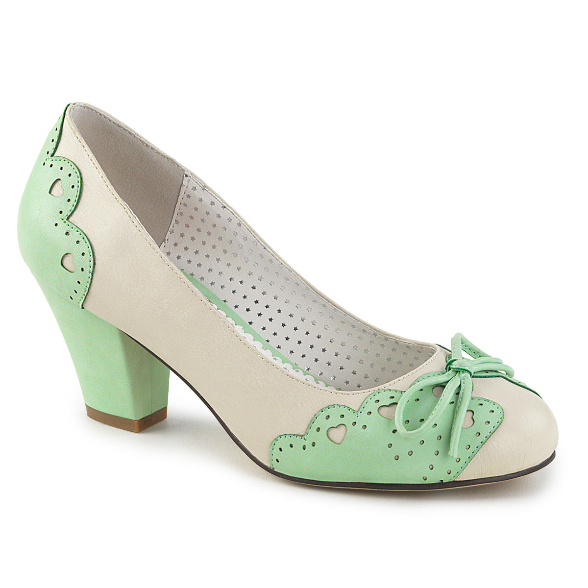 Pin Up Couture Womens Pumps WIGGLE-17 Cream-Mint Faux Leather