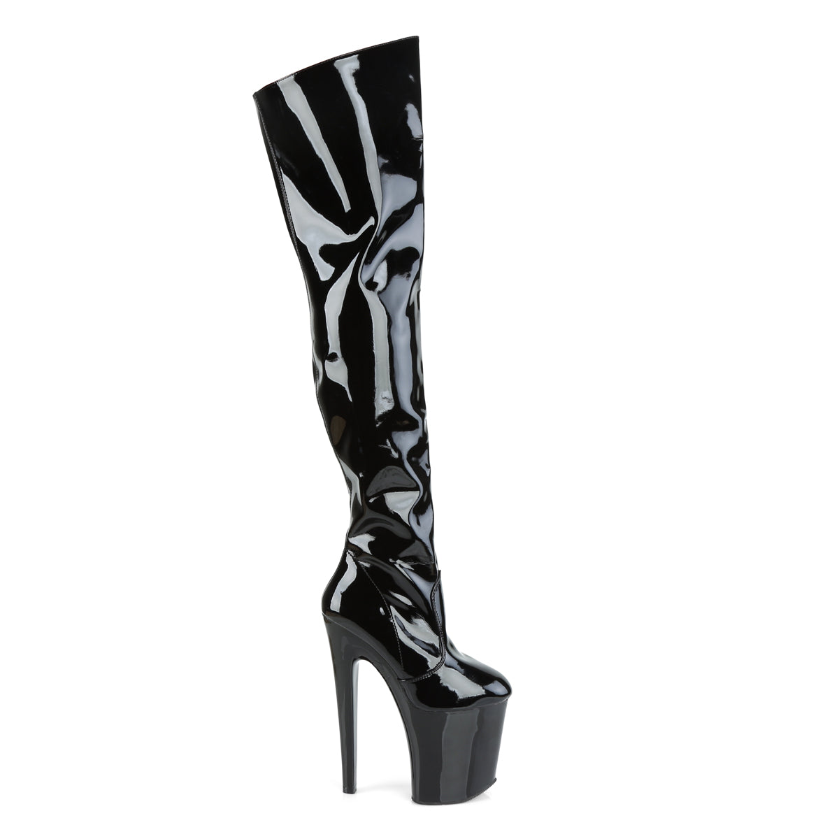 Pleaser Womens Boots. XTREME-3010 BLK Pat / BLK